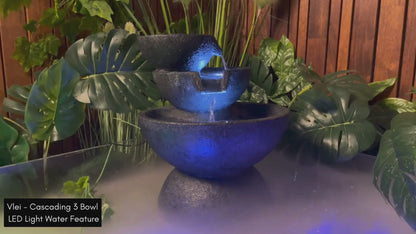 Vlei - Cascading 3 Bowl LED Light Water Feature
