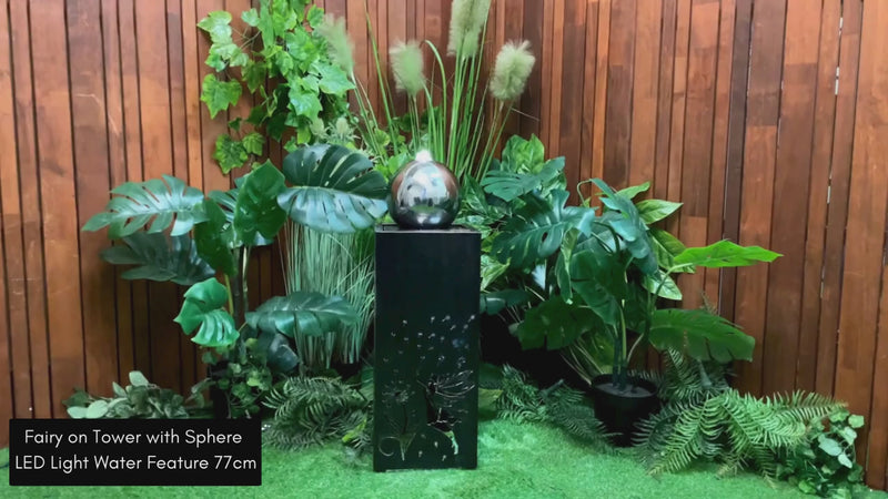 Fairy on Tower with Sphere LED Light Water Feature 77cm