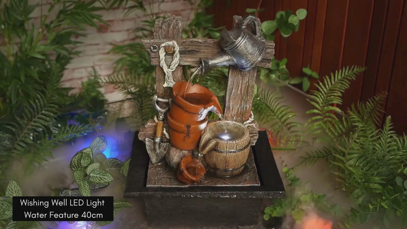Wishing Well LED Light Water Feature 40cm