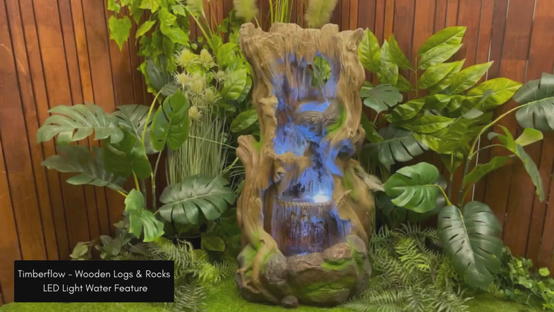 Timberflow - Wooden Logs & Rocks LED Light Water Feature