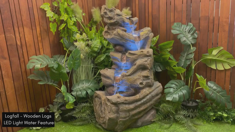 Logfall - Wooden Logs Waterfall LED Light Water Feature