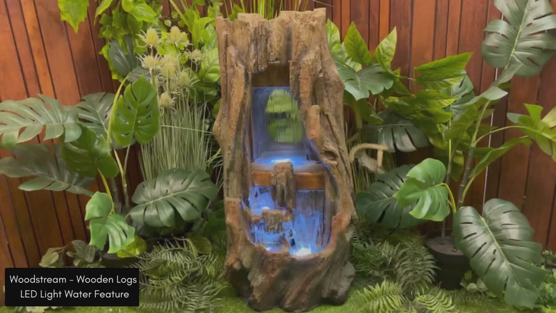 Woodstream - Wooden Logs LED Light Water Feature