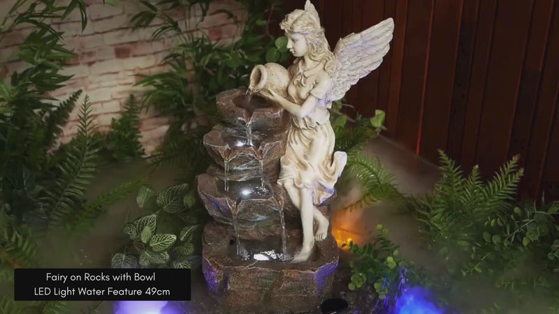Fairy on Rocks with Bowl LED Light Water Feature 49cm