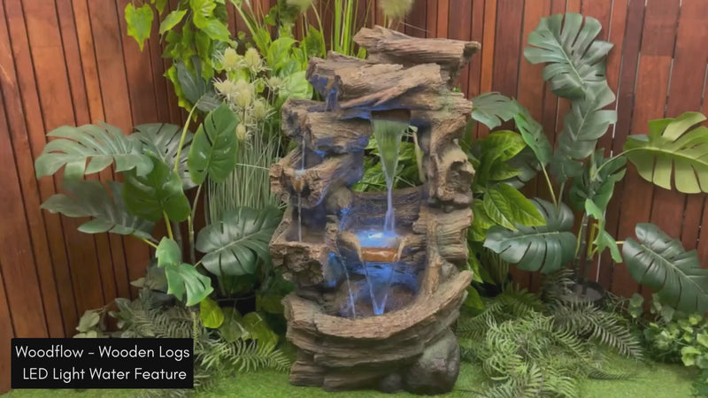 Woodflow - Wooden Logs LED Light Water Feature