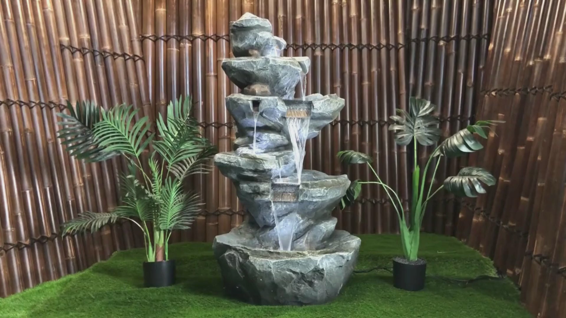 Plash - Cascading LED Light Rock Water Feature