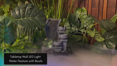 Tabletop Wall LED Light Water Feature with Bowls