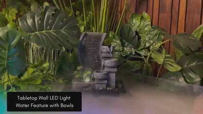 Tabletop Wall LED Light Water Feature with Bowls