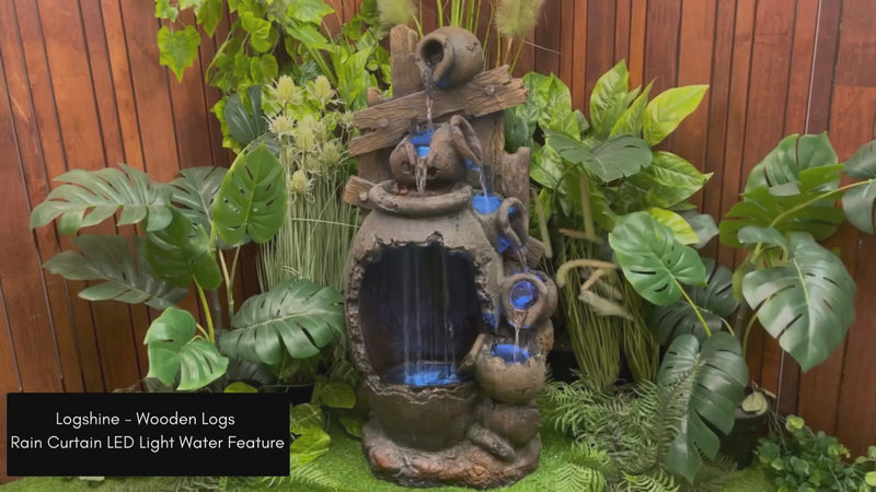 Logshine - Wooden Logs Rain Curtain LED Light Water Feature
