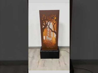 Sunset Grove - Rustic Metal Garden LED Wall Water Feature