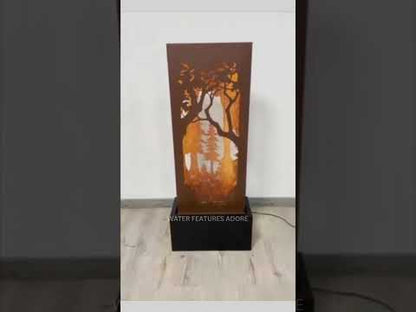 Sunset Grove - Rustic Metal Garden LED Wall Water Feature