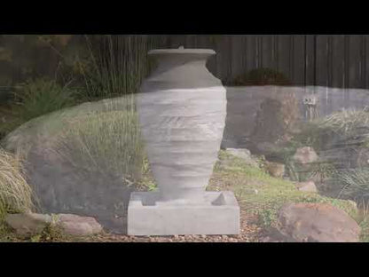 Onde Sandstone Look Urn Water Fountain with Base Reservoir in Outdoors