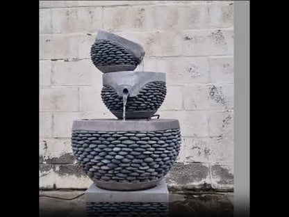 Pebble Stream - Balinese 3-Tier Textured Bowls Water Feature