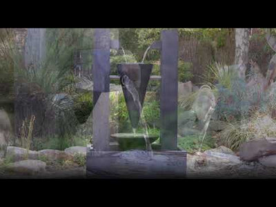 Tempest Modern Cone Art Inspired Water Feature in Outdoor 