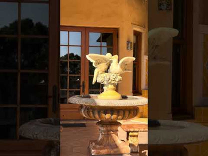 Doves Concrete Limestone Cement Statue 45cm1 with concrete water feature in patio setting
