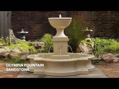 Olympia Classic Tiered Stone Look Sandstone Water Feature kept Outdoors