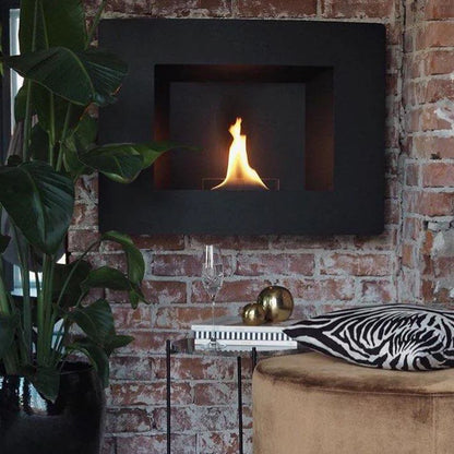 Tenderflame Wall Black Wall Mounted Modern Steel Fireplace