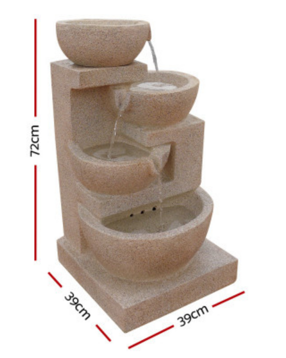 Ripples - Cascading 4 Tier LED Solar Water Feature – Water Features Adore