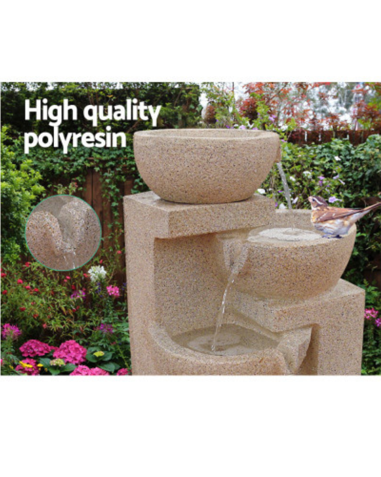 Ripples - Cascading 4 Tier LED Solar Water Feature – Water Features Adore