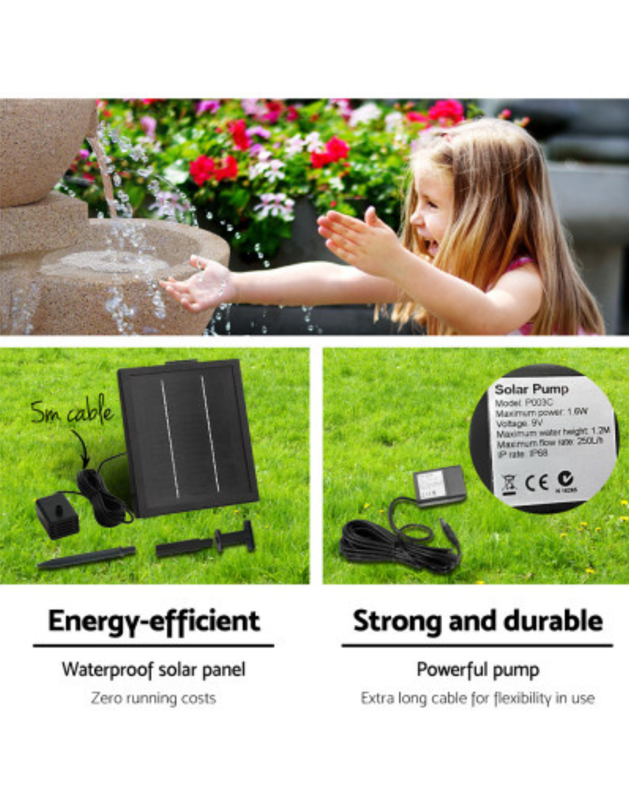 Sunshine Ripples Solar Ripples - Cascading 4 Tier LED Solar Water Feature – Water Features Adore