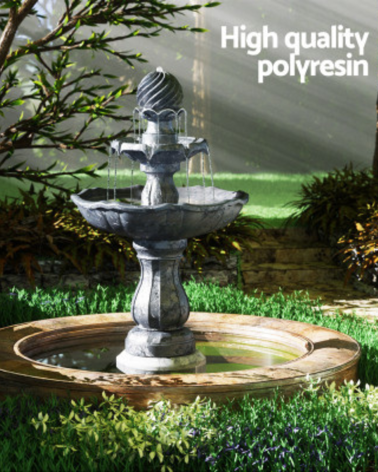 "Lakeside"- Cascading Solar 3 Tier Bird Bath Water Feature