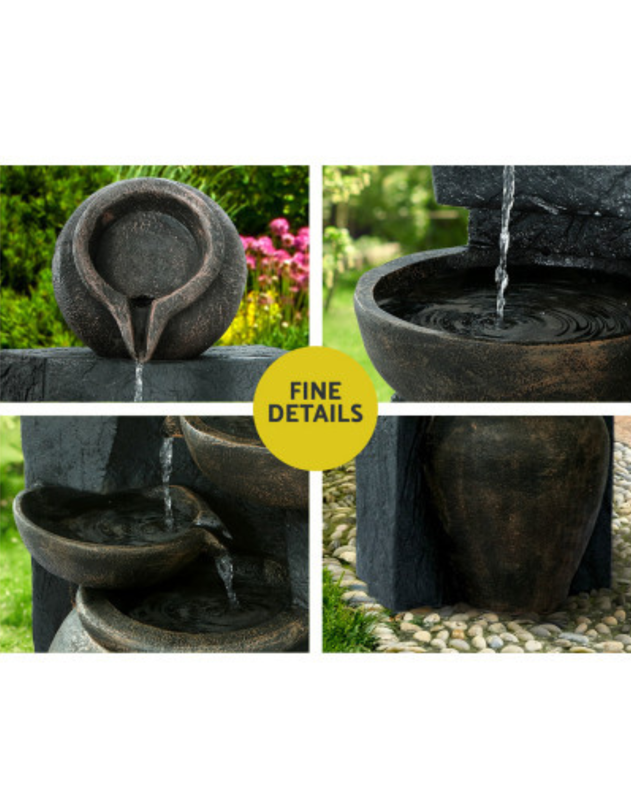 "Seascape"- 5 Tier Solar Bird Bath Water Feature